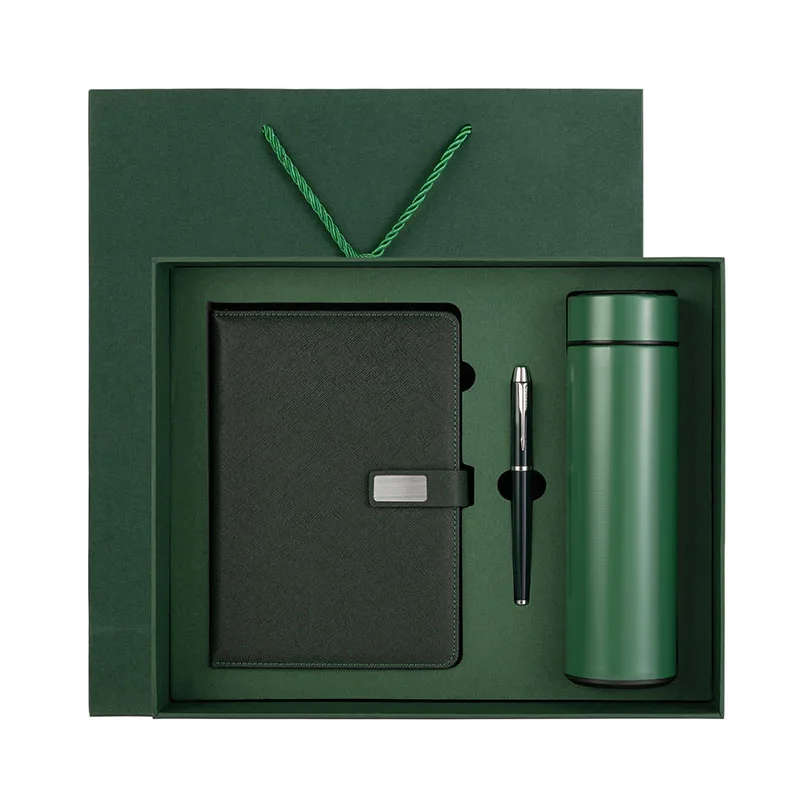 Customizable Corporate Leather Notebook Gift Set With Led Thermos Flask Custom logo Luxury Journal Promotional Gift Box With Pen