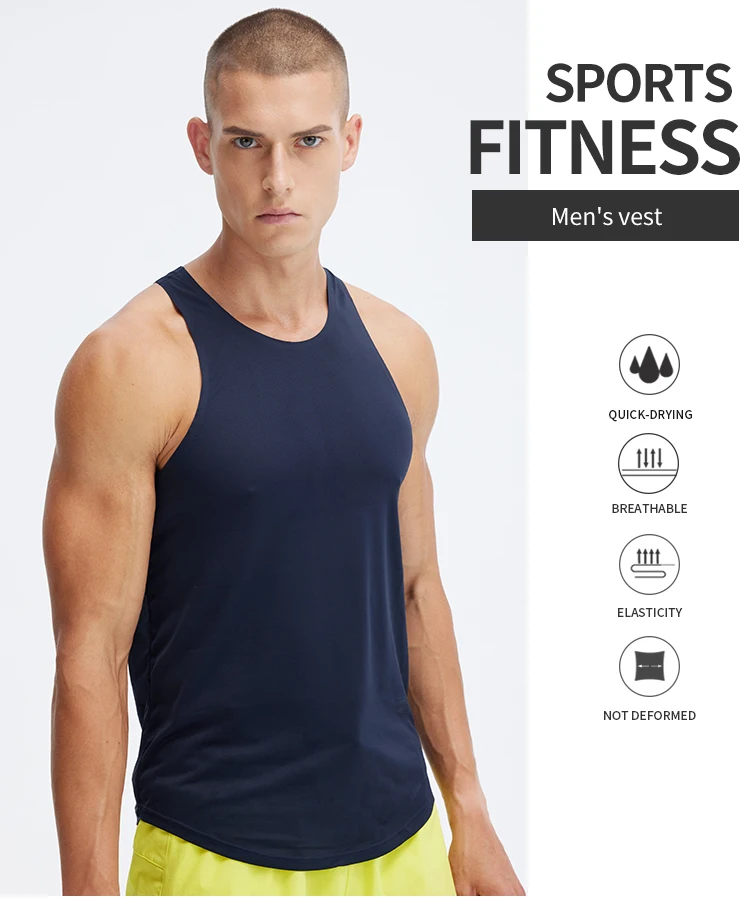 Men Outdoor Athletic Joggering Tops 100 Polyester High Elastic Vests