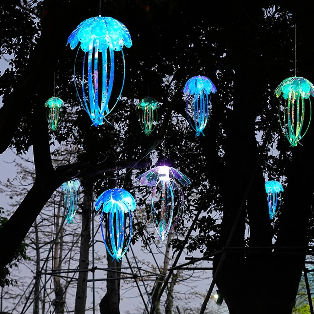 Led Jellyfish Light Colorful Fiber Optic Garden Decoration