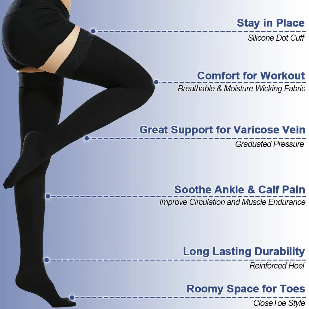 Factory 1028mmhg Thigh High Compression Medical Socks Varicose Veins