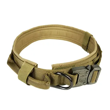 Nylon Adjustable Tactical Dog Collar Nylon Heavy Duty Metal Buckle with Control Handle for Dog Training or Hiking