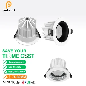 Aluminum LED Downlight Recessed Deep Cup Anti-Glare Waterproof IP65 Full-Spectrum Eye Protection for Indoor Bathrooms Commercial