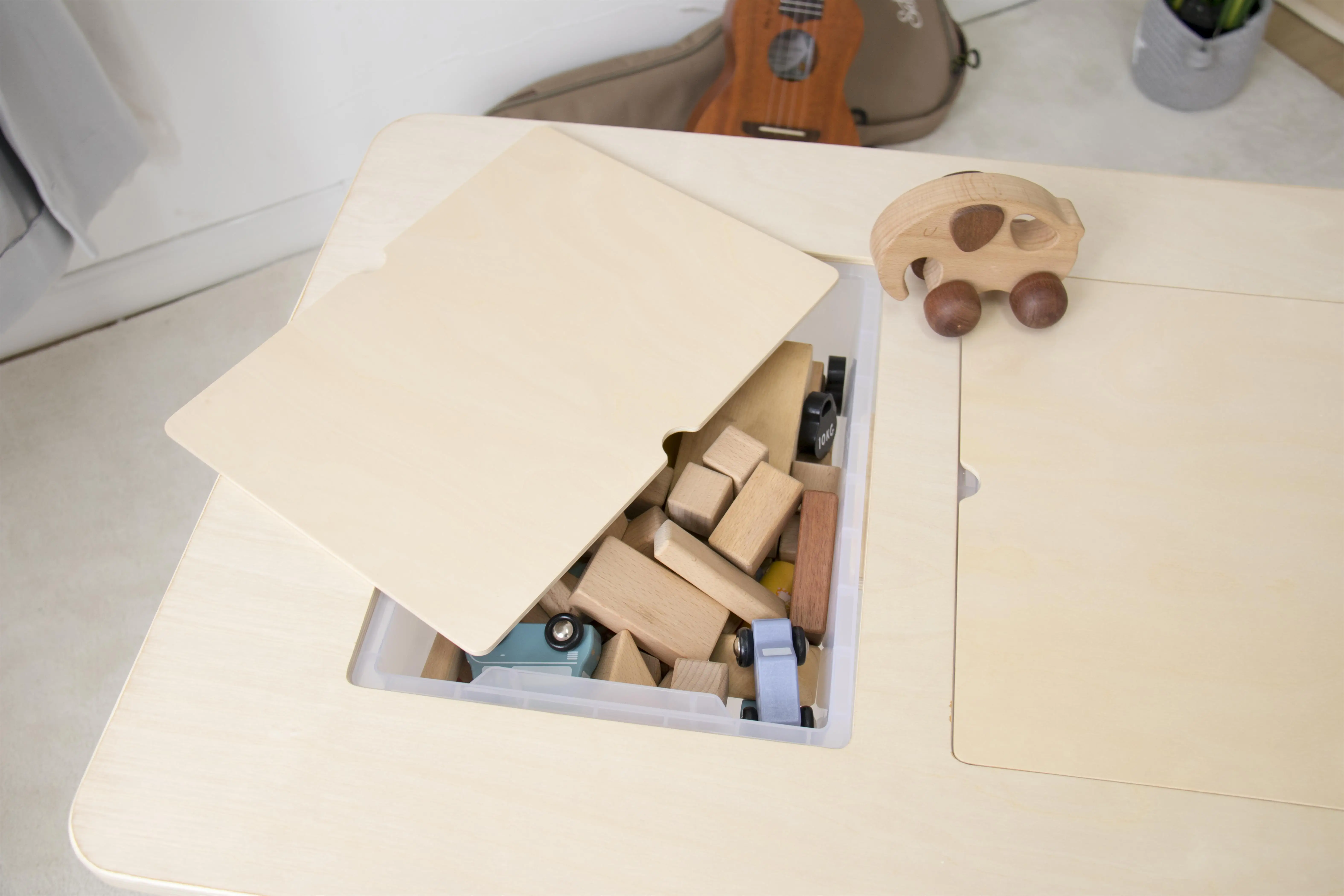 Toddler Wooden Table Baby Multi Activity Play Lego Table With 2 Storage