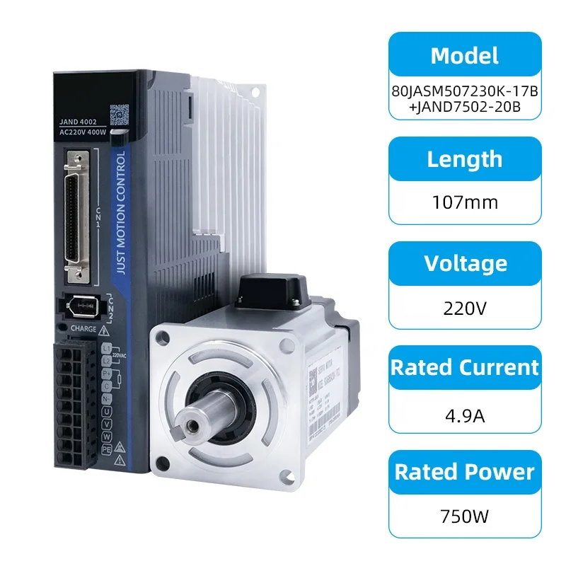 750W AC Servo Motor & Driver for Engraving Machines - Single-Phase