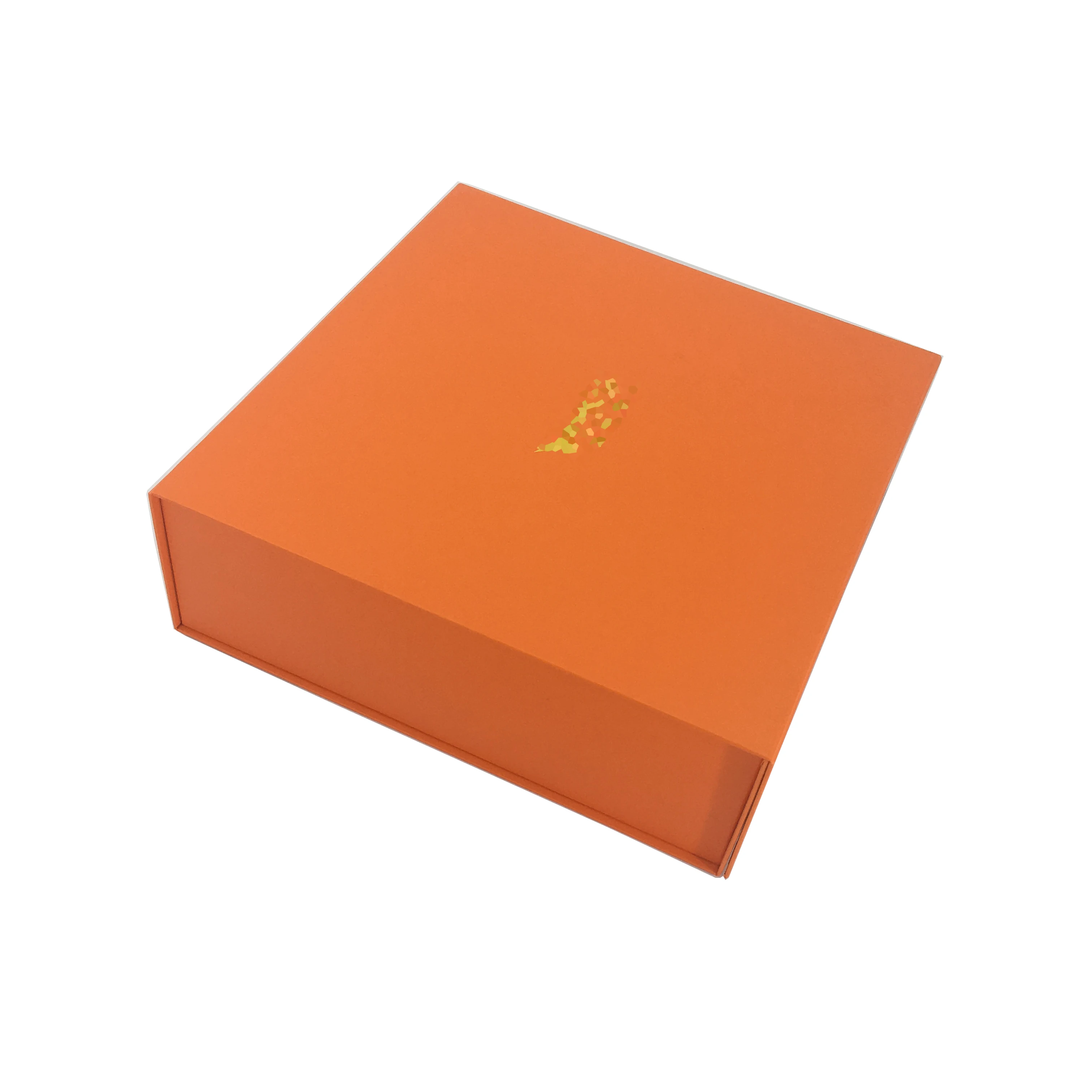 定制折叠橙色磁铁包装盒哑光磁性礼品折叠盒
