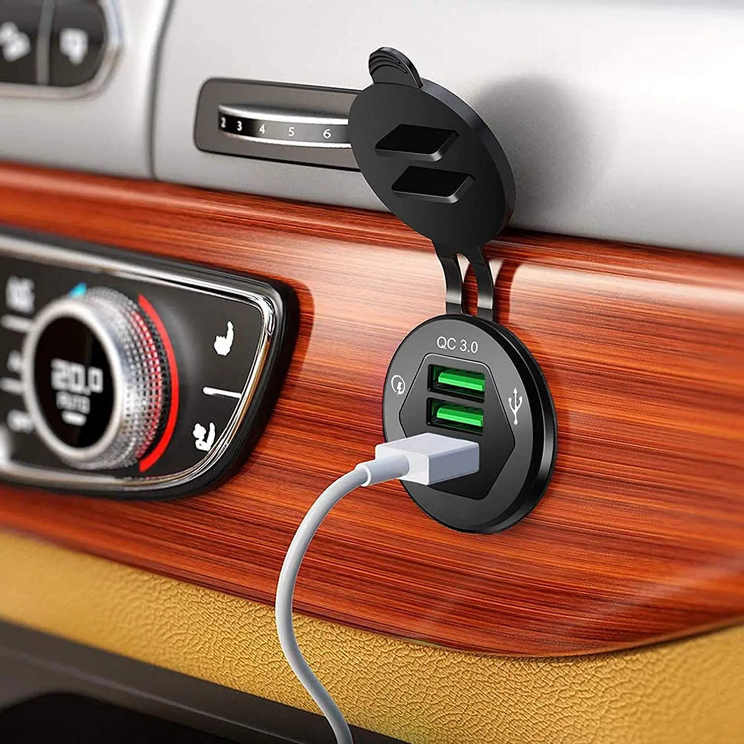 Caricatore Auto USB, 54W Presa USB Auto QC 3.0 Accendisigari USB