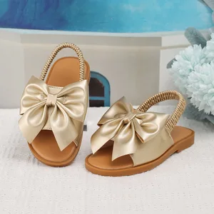 2026 New Fashion Cute Kid Girls Sandal Beautiful Shiny Butterfly Bow High Quality Rubber Sole Classical Style Party Summer