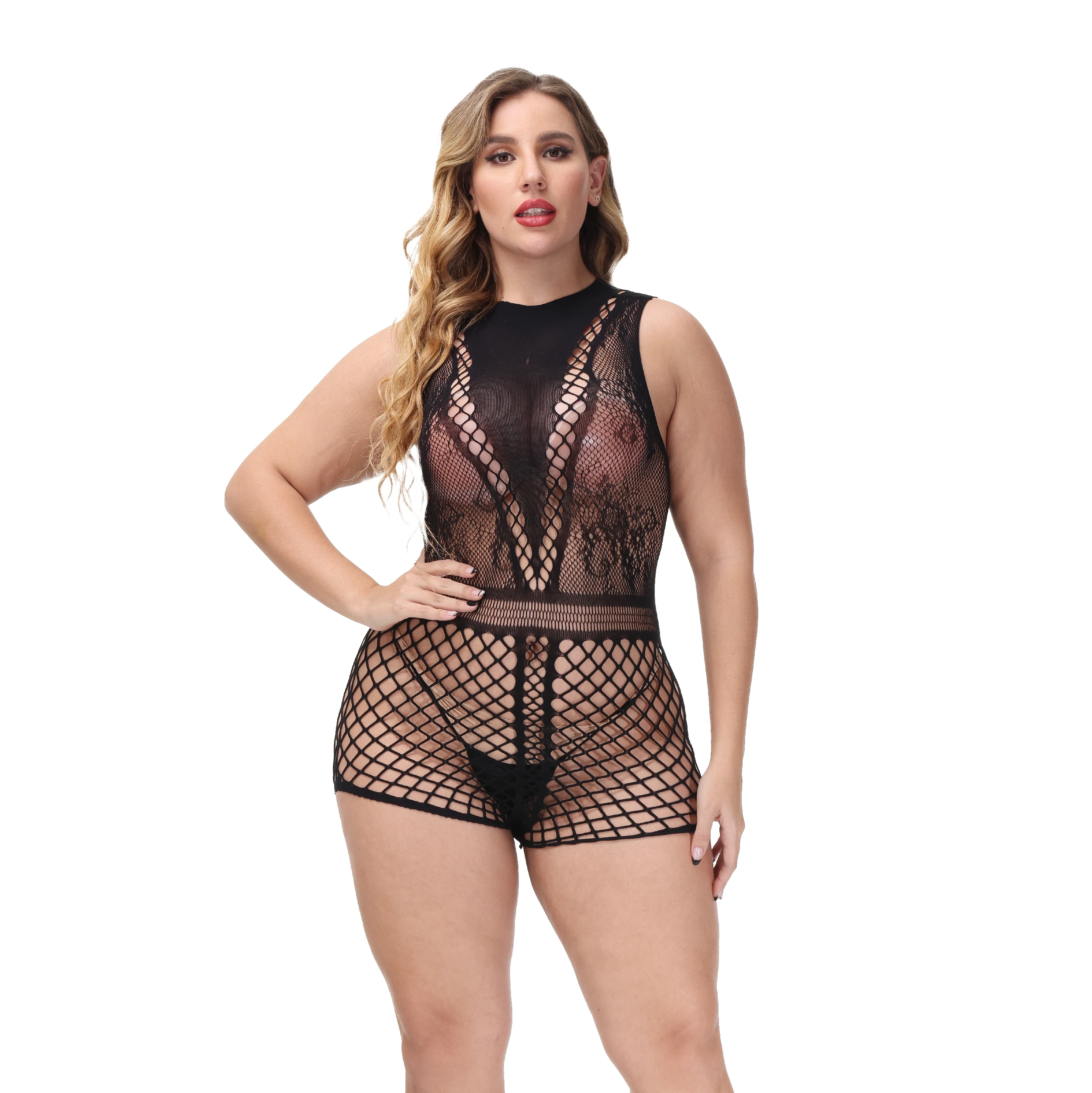 sexy fishnet skirt Sexy Fishnet Lingerie Dress Nightgown Sleepwear Bodysuit Mesh Skirt  Jumpsuit main image 1