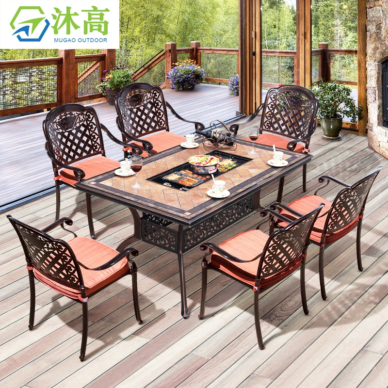Bronze Grill Dining Chairs for Outdoor Patio Garden Tables and Restaurant  Terrace Furniture Factory Direct Furniture Sets