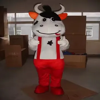 Advertising Cow Mascot Costume Cosplay Carnival Realistic Costumes for Adult Strap pants milk cow mascot costume