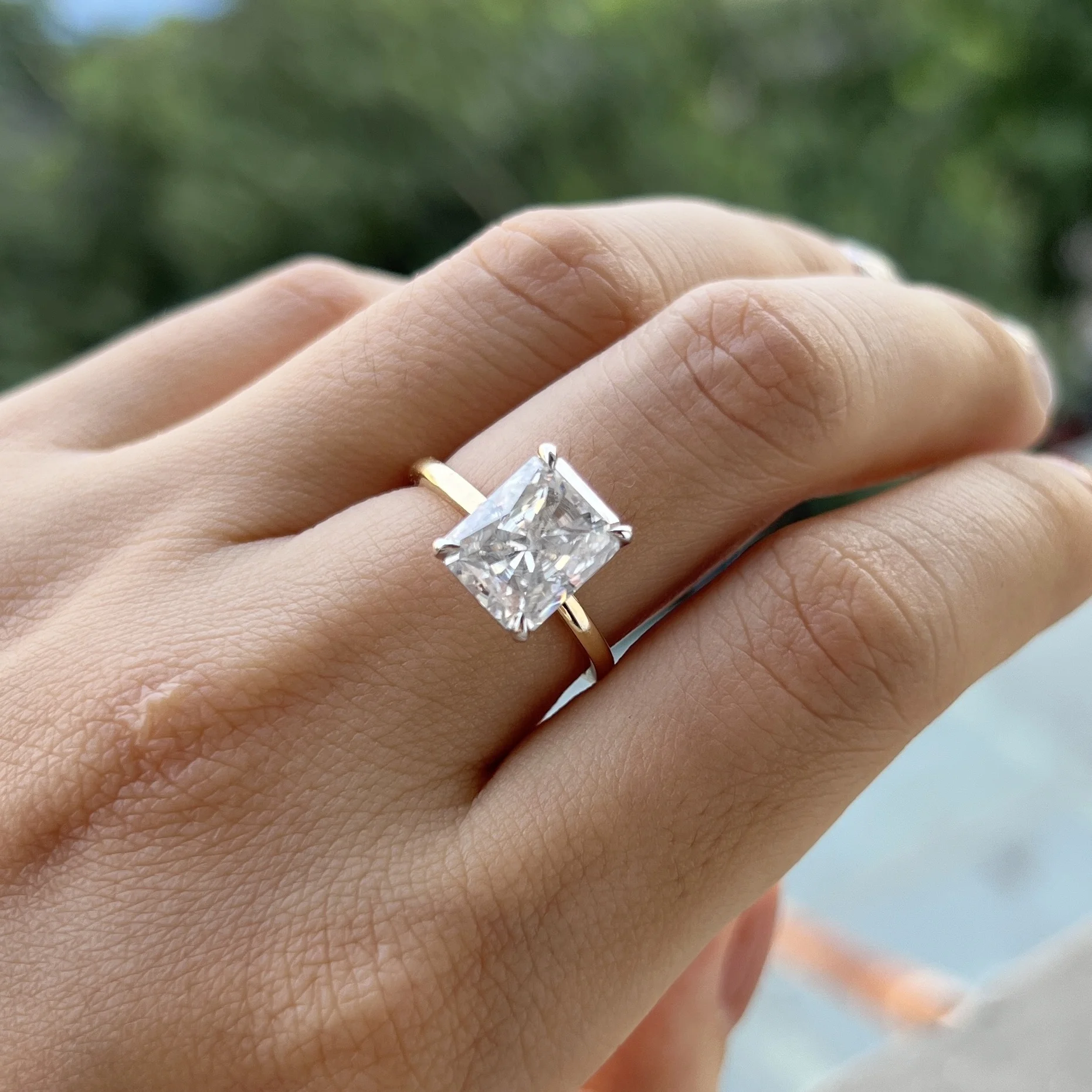 Fine Jewelry 2CT Radiant Lab Diamond Ring 14K Solid Gold CVD Diamond Ring D VVS VS Lab Grown Diamond Ring IGI for Women Wedding