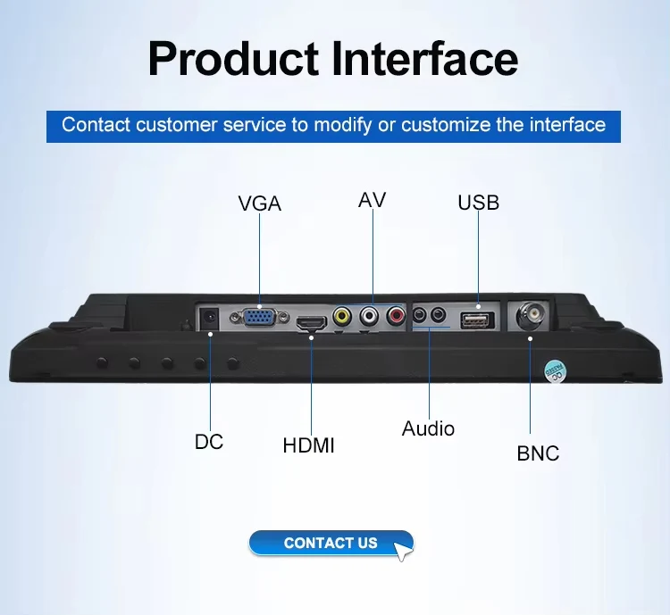 Bolinia 12.1 Inch Industrial Screen HD 1280*800 TFT LCD Display VGA AV BNC USB Remote Industrial OEM ODM Monitor