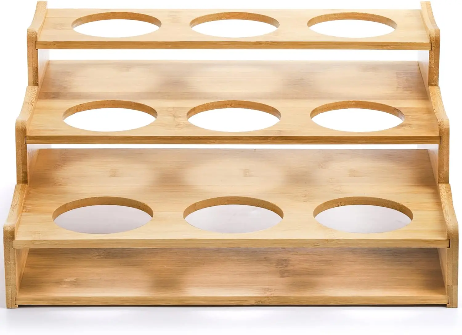 product 3 tier bamboo spice  wine rack countertop freestanding kitchen organizer eco friendly multifunctional step storage shelf-2