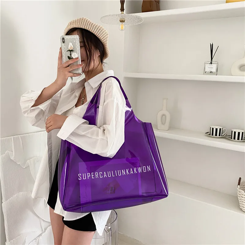 Wholesale 2022 summer large size plastic shoulder shopping bag