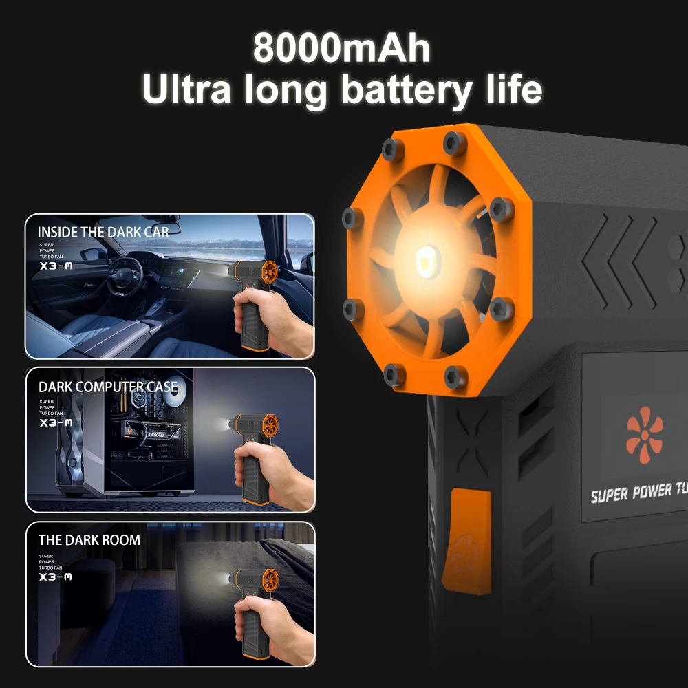 Rechargeable Mini Cordless Hair Dryer 100000RPM Turbo Fan