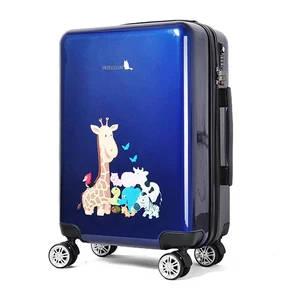 Oem Customized Multicolor Animal Pattern Print Kids Travelling Trolley Luggage Suitcase