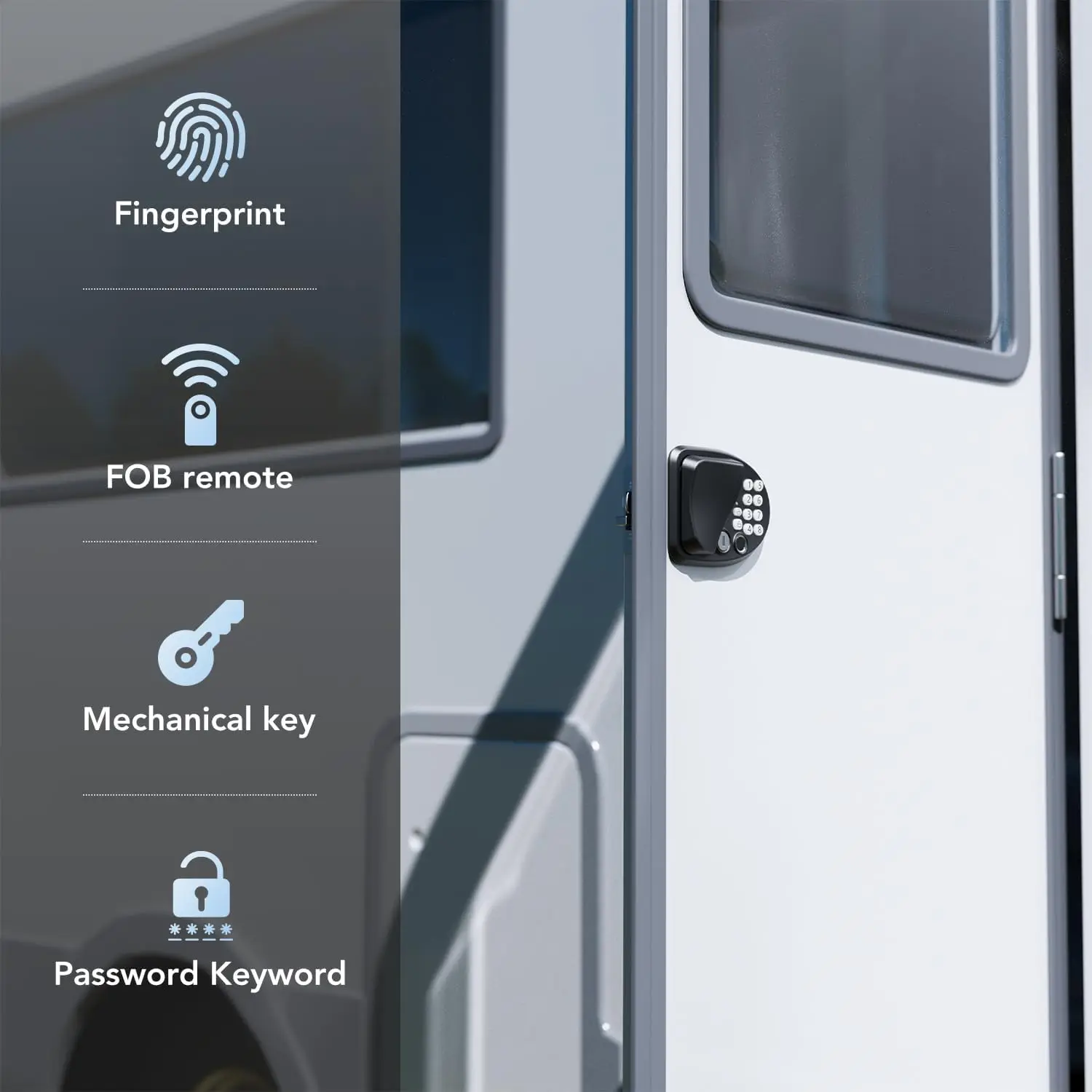 Keyless Smart Rv Entry Door Lock Handle Knob Deadbolt Black Digital Rv