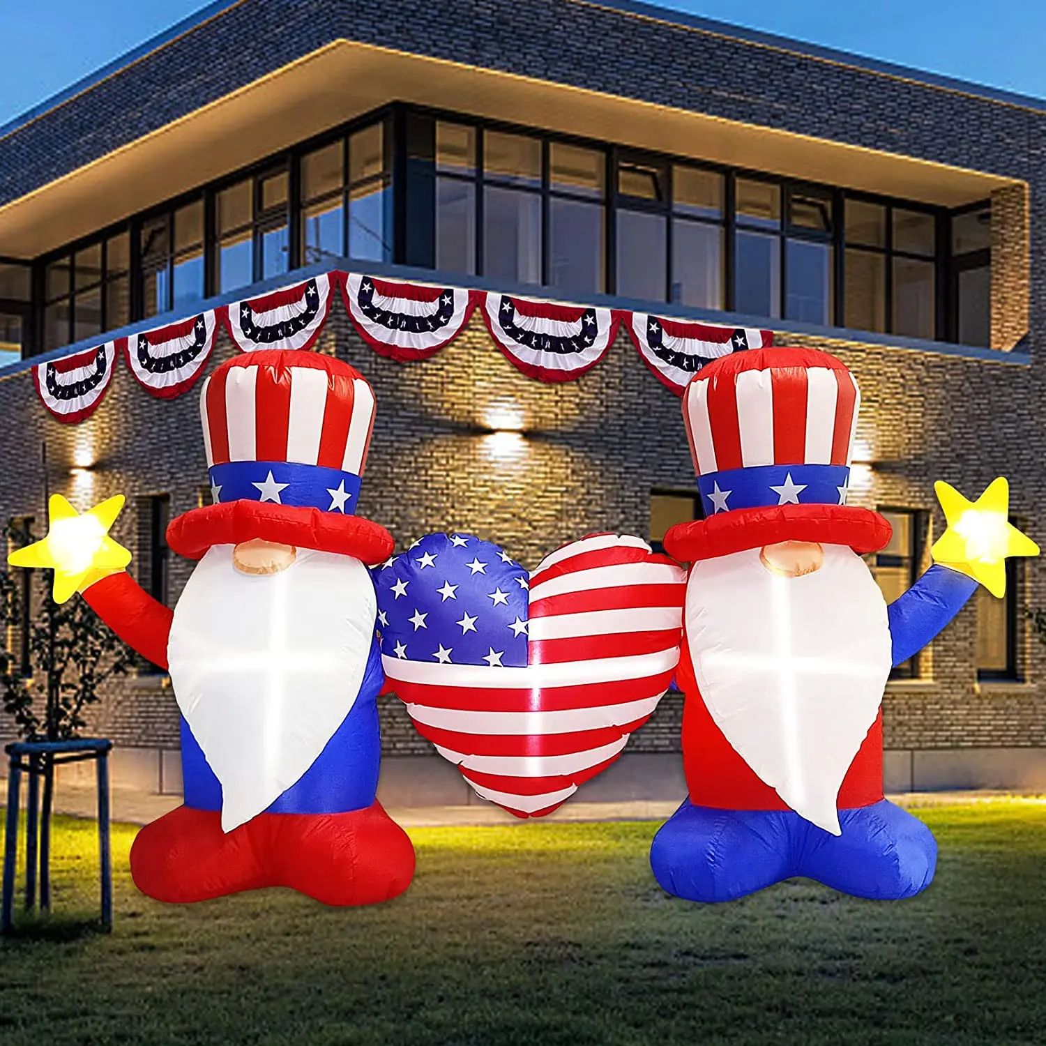 GOOSH 8.5FT Width 4th Of July Inflatables Bald Eagle Outdoor Decorations Patriotic Independence Day Blow Up Yard With Built-in LEDs For Garden Lawn Indoor Party Decor