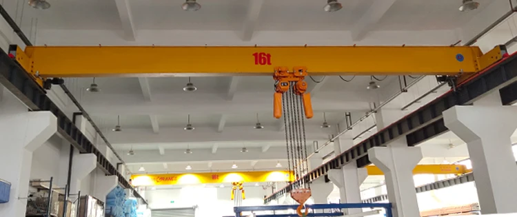 Top high end 16 ton Europe style single beam overhead crane with DRS wheel blocks and electric chain hoist in workshop price for hot sale