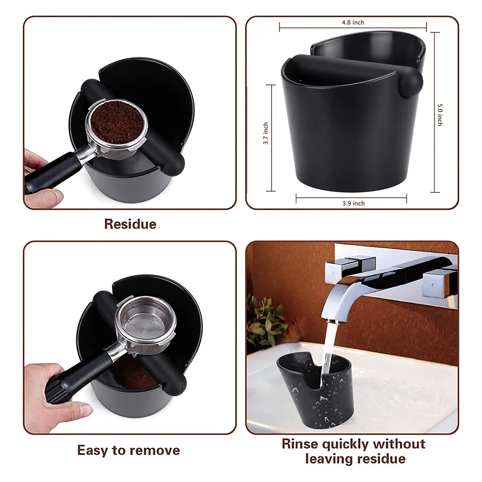 Ударопоглощающая круглая коробка для кофе мусорная корзина эспрессо 4 8 дюймов стука со съемной штангой и нескользящей основой