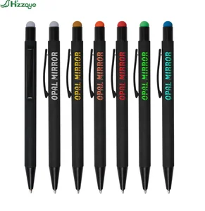 Promotional Logo Printed 1.0mm Writing Width Sports Metal Ballpoint Pen Multi-Color Advertising Gift with Rubber Grip Stylus Pen