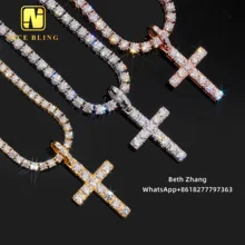 VVS Moissanite Diamond Cross Pendants men women Fashion Hip Hop Jewelry 925 Silver 4mm Lab Diamond Cross Charm Pendants