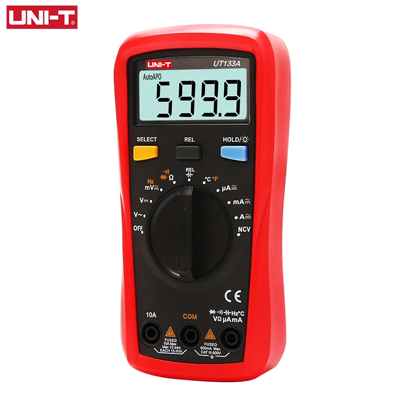 Multímetro UNI-T UT131A – Tamaño De Palma, 200m-250VAC, 200µA-10A, Con Pantalla LCD Y Protección Contra Caídas 2m