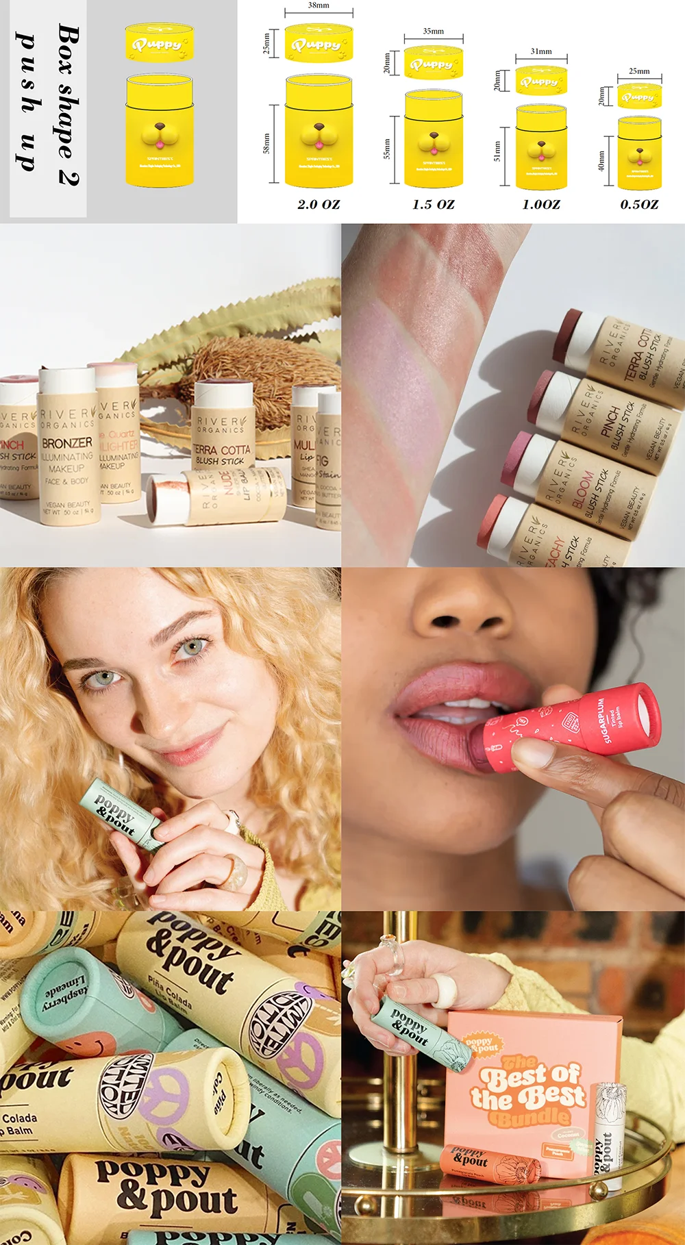 Custom Twist Up Lip Balm Tubes White Black Brown Kraft Cardboard ...