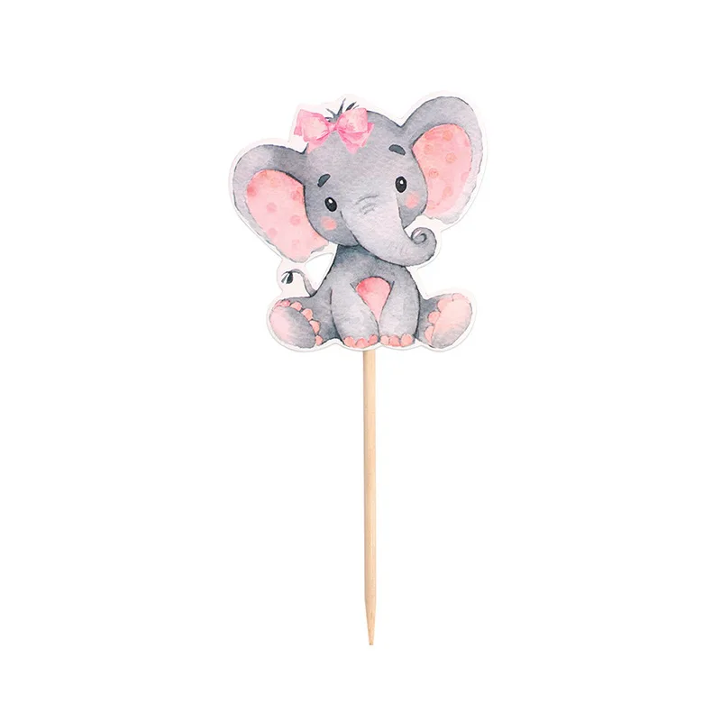 24 Stück Elefant „Oh Baby“ Cupcake Topper – Goldener Glitzer, 4 Designs, Für Babyparty & 1. Geburtstag