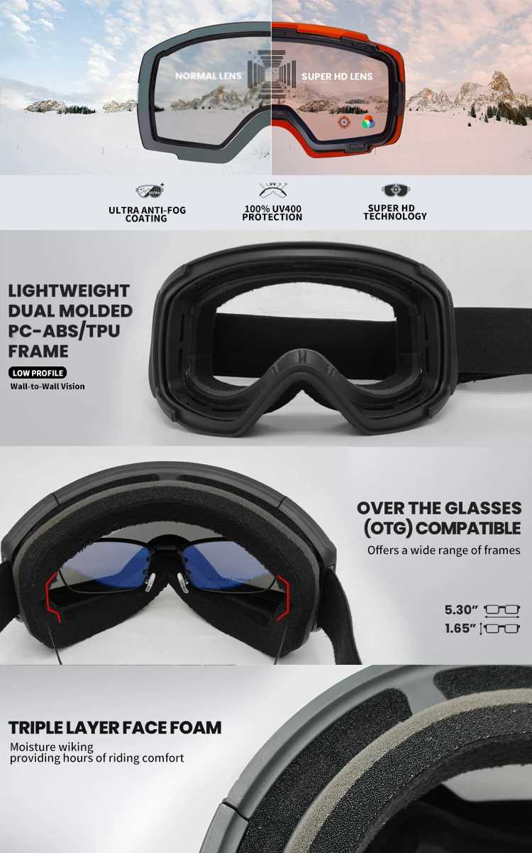 Yijia Optical Wholesale Custom Fashion Designer Anti Fog Snowboarding