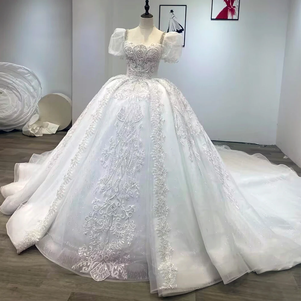 lace and beads white dress Chic Long White Mermaid Lace Beaded Tulle Long Sleeve Wedding Dress –  Newinlook