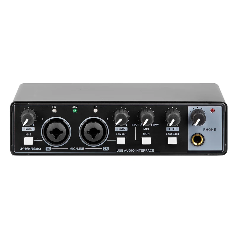 24Bit 96kHz USB Audio Interface for Computer Recording Podcasting Streaming Plug and Play Noise Free