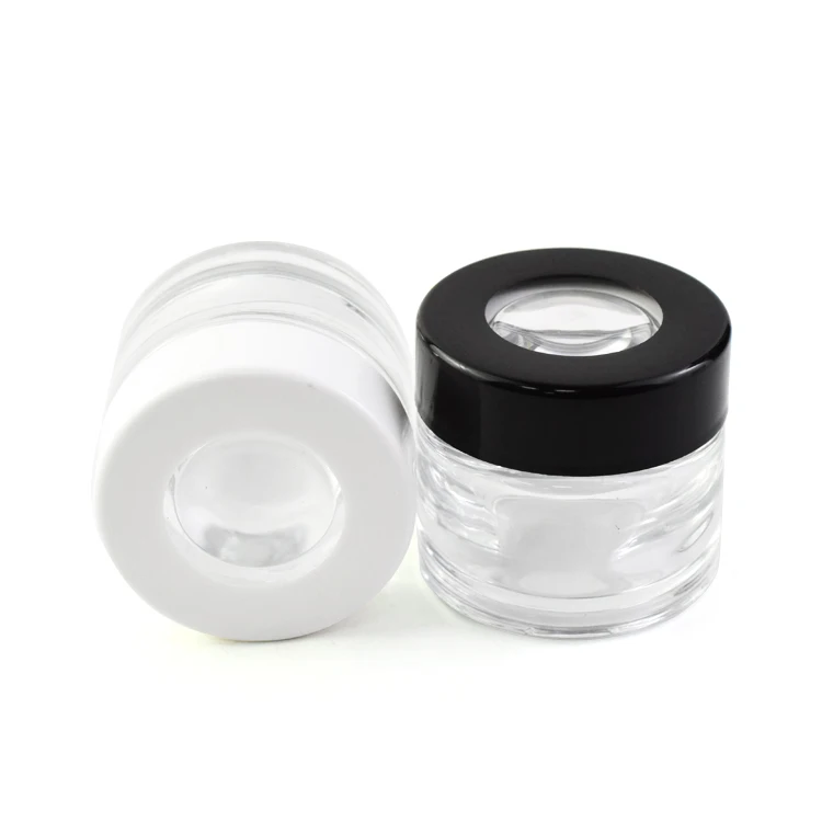 Glass Jar 2oz 3oz 4oz Clear Magnifying Glass Jar Child Proof Jar 3.5g