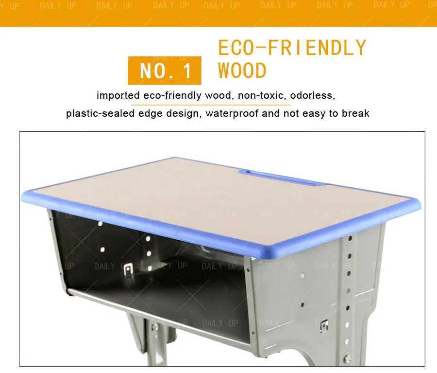 School 2 People Desk And Bench Wooden Primary School Tables and Chairs University Furniture