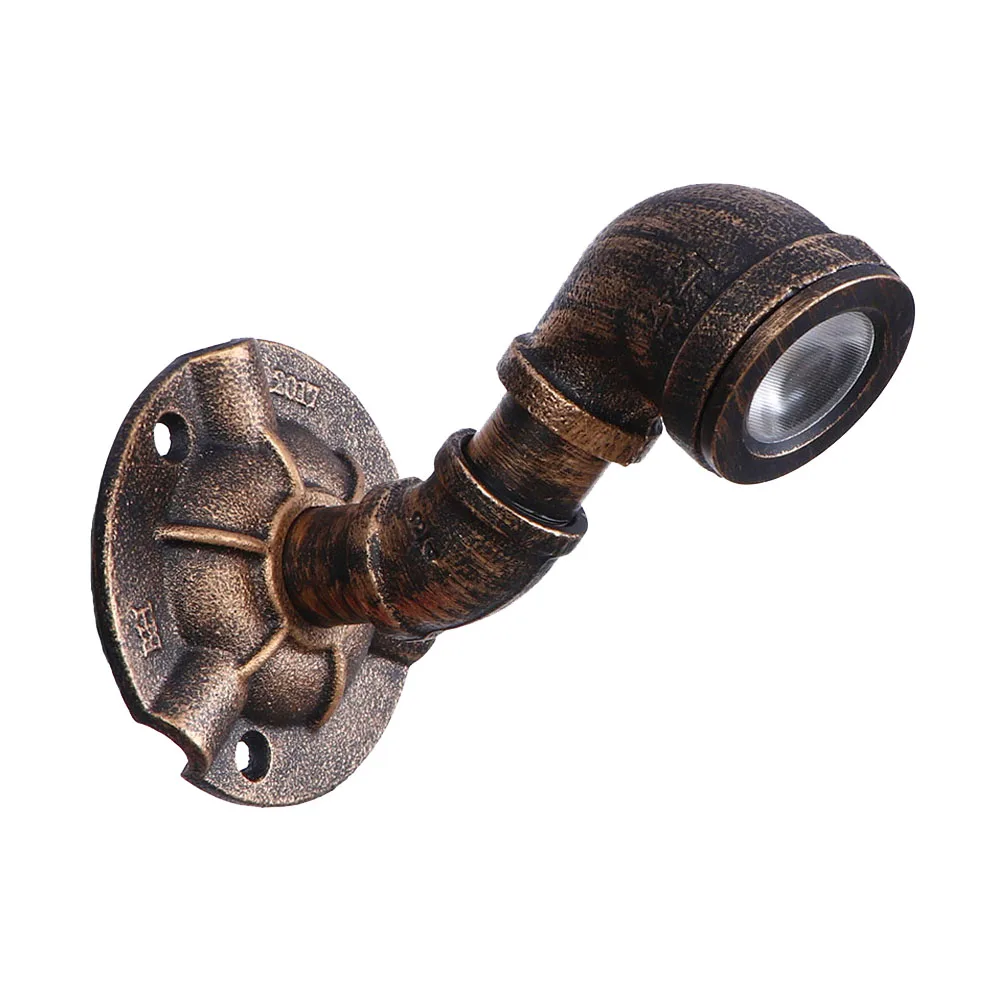 Decor bedroom living room indoor rustic iron wheel shaped water pipe wall light classic wall lamp