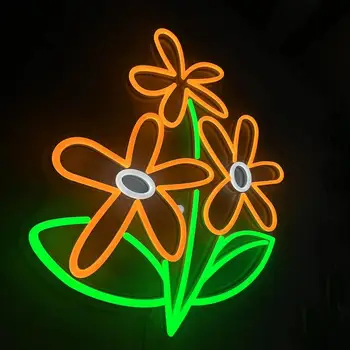 Led sign neon flower pink green white outdoor