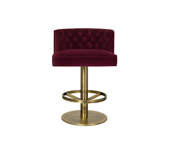 Luxury Style Red Velvet High Fashion Gold bar Stool Chair for bar Table
