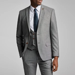 Men's 3-Piece Sophisticated Formal Wool Suit with 2-Button Lapel Blazer Breathable Business and Wedding Groom  Men's Suits