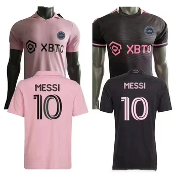 Wholesale Custom Men Football Shirts Messi Pink Black Jersey Uniforms ...