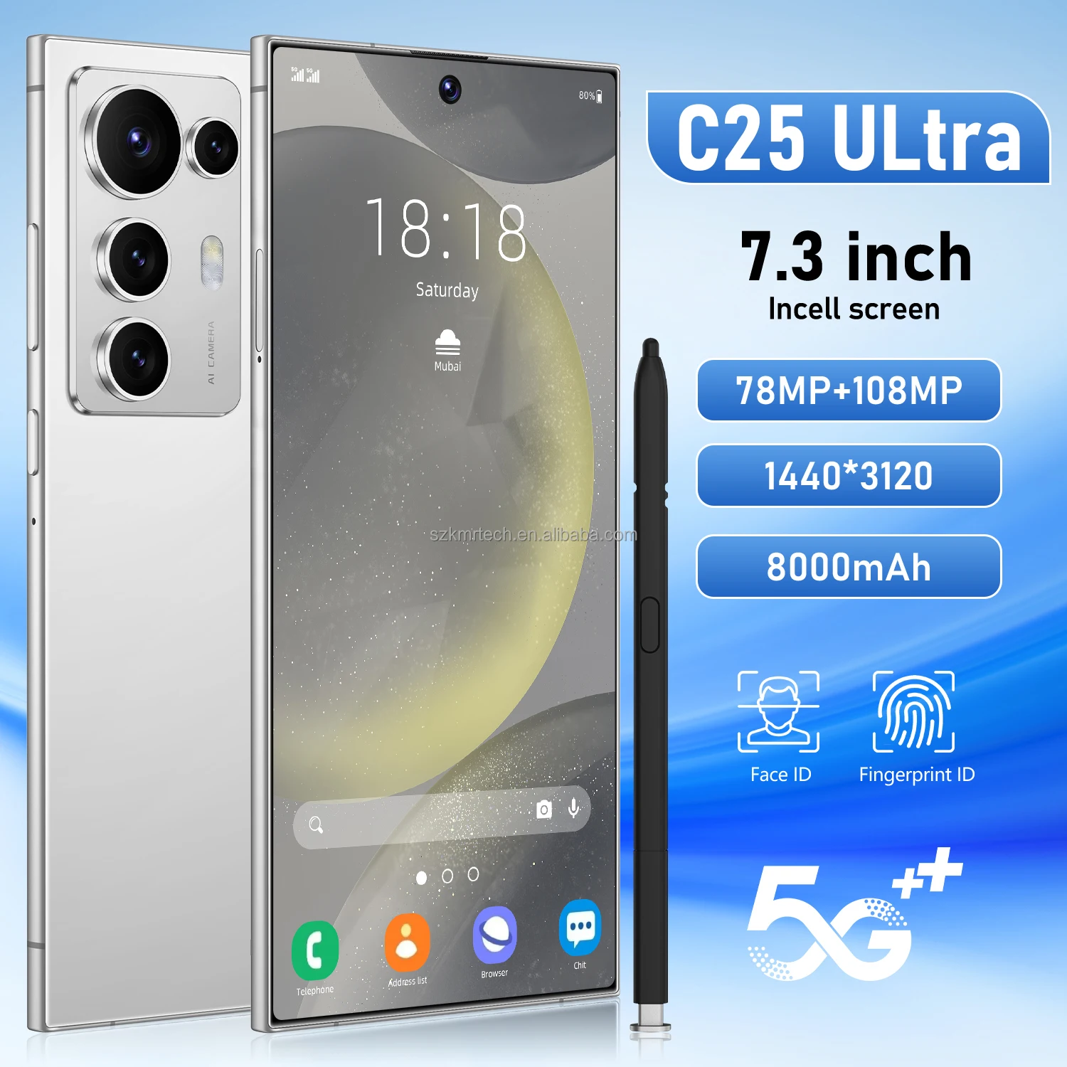 Hot Sale High Quality Unlock 5G Smart C25 Ultra Cell Phone 16GB+