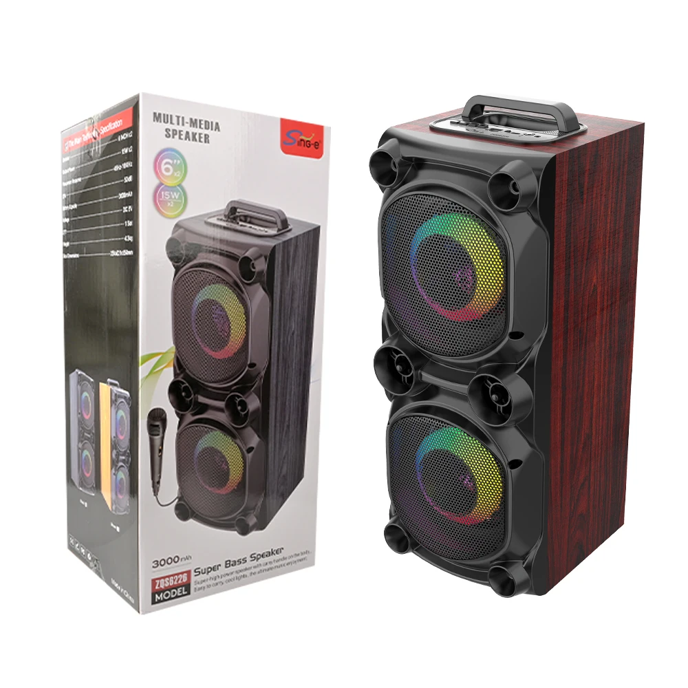 ［areuok ］AHM の2個セット SING-E ZQS6226工厂新款双6.5英寸无线蓝牙扬声器大功率RGB发光