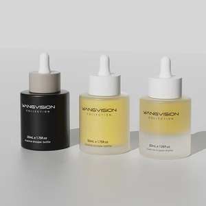 Factory Wholesale 50ml Thick Bottom Cylindrical Dropper Glass Bottle for Essential Oil Hydrosol Widened Ring Design