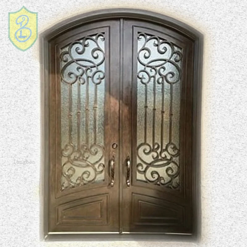 External House Arched Metal Front Doors Wrought Iron Door Designs for Home India Price