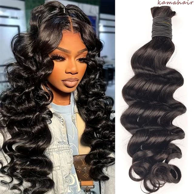KAMA Wholesale Boho Box Braiding Crochet Hair Extensions Loose Deep Wave Bulk Human Hair No Weft Bundles for Braids