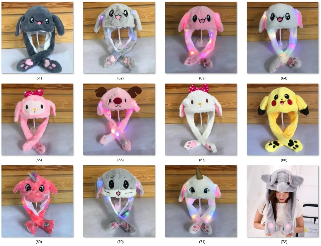 Custom Bunny Hat With Air Pumping And Moving Ears Plush Cute Animal Cap