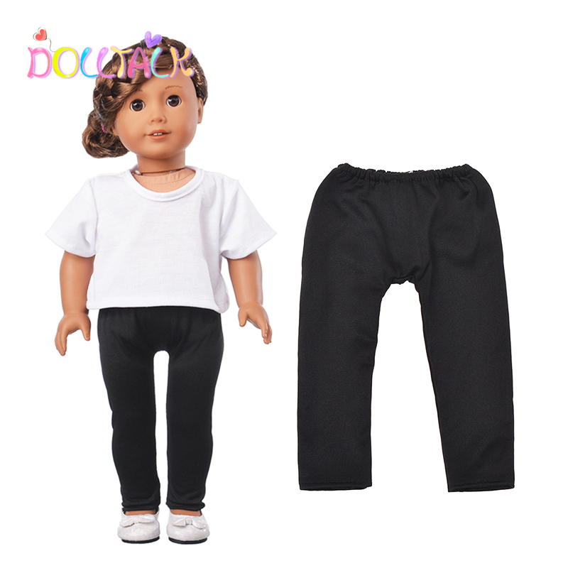 YIWU MISU компании под заказ 18 дюймов американская кукла белая футболка черные тонкие колготки для девочек; Хлопковые леггинсы; Повседневный комплект; Кукла Одежда