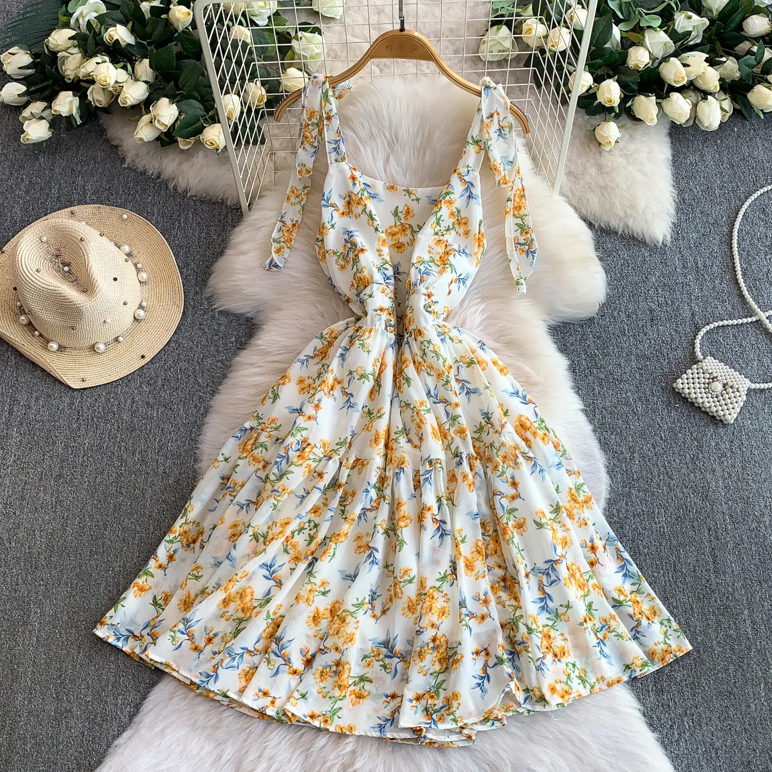 slimming holiday dresses Womens Summer Holiday Style Waist Slimming Halter Dresses Print Long Dress