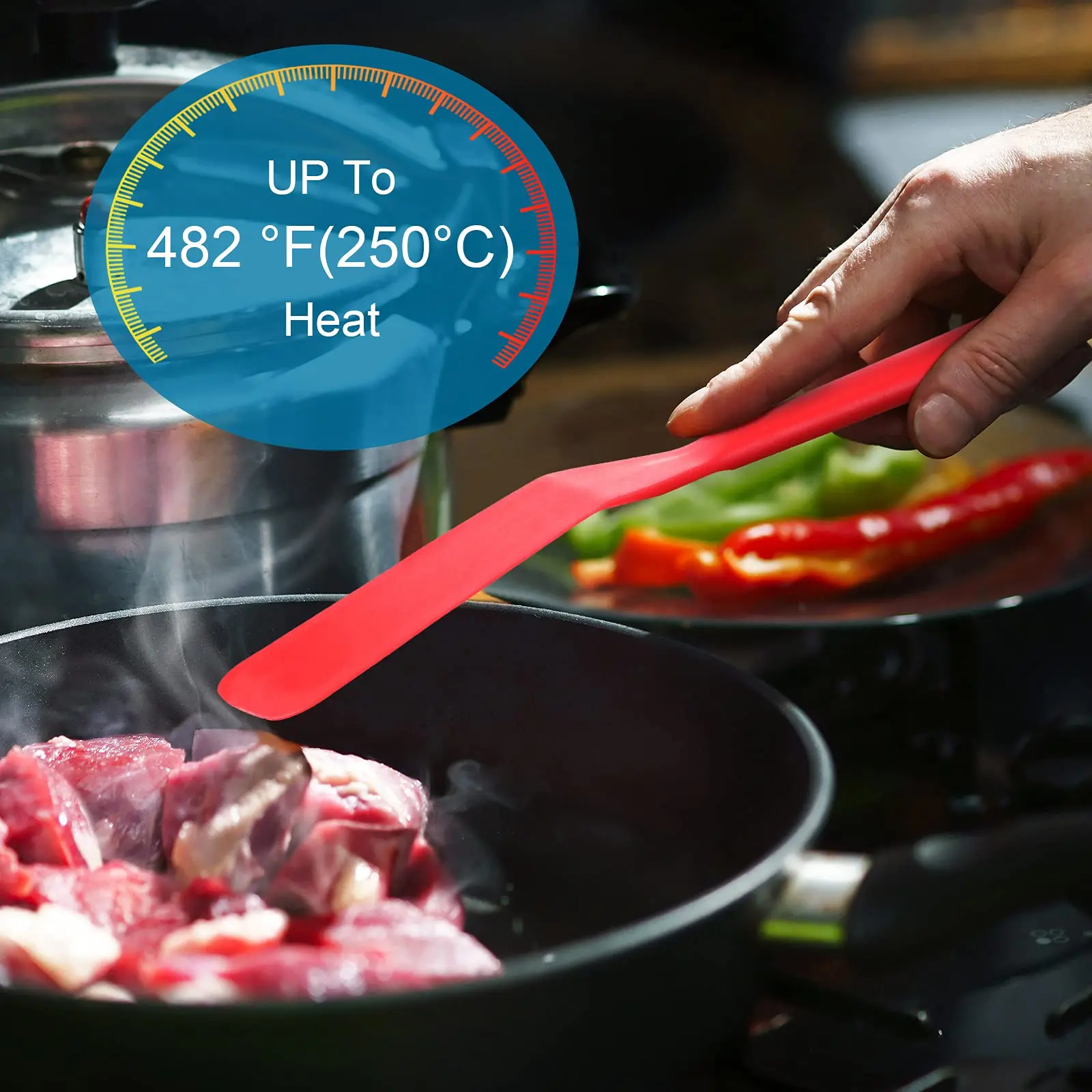 3 spatole in silicone, resistenti al calore, Spatula, multifunzionale, doppio-sided Frying, ideale per pancake, uova, pizza, bistecca senza -BPA (3 pezzi