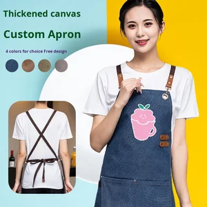 Unisex Thickened Cotton Canvas Apron for Catering Kitchen Nail Salon Flower Shop Cafe Gardener Restaurant Bar Uniforms
