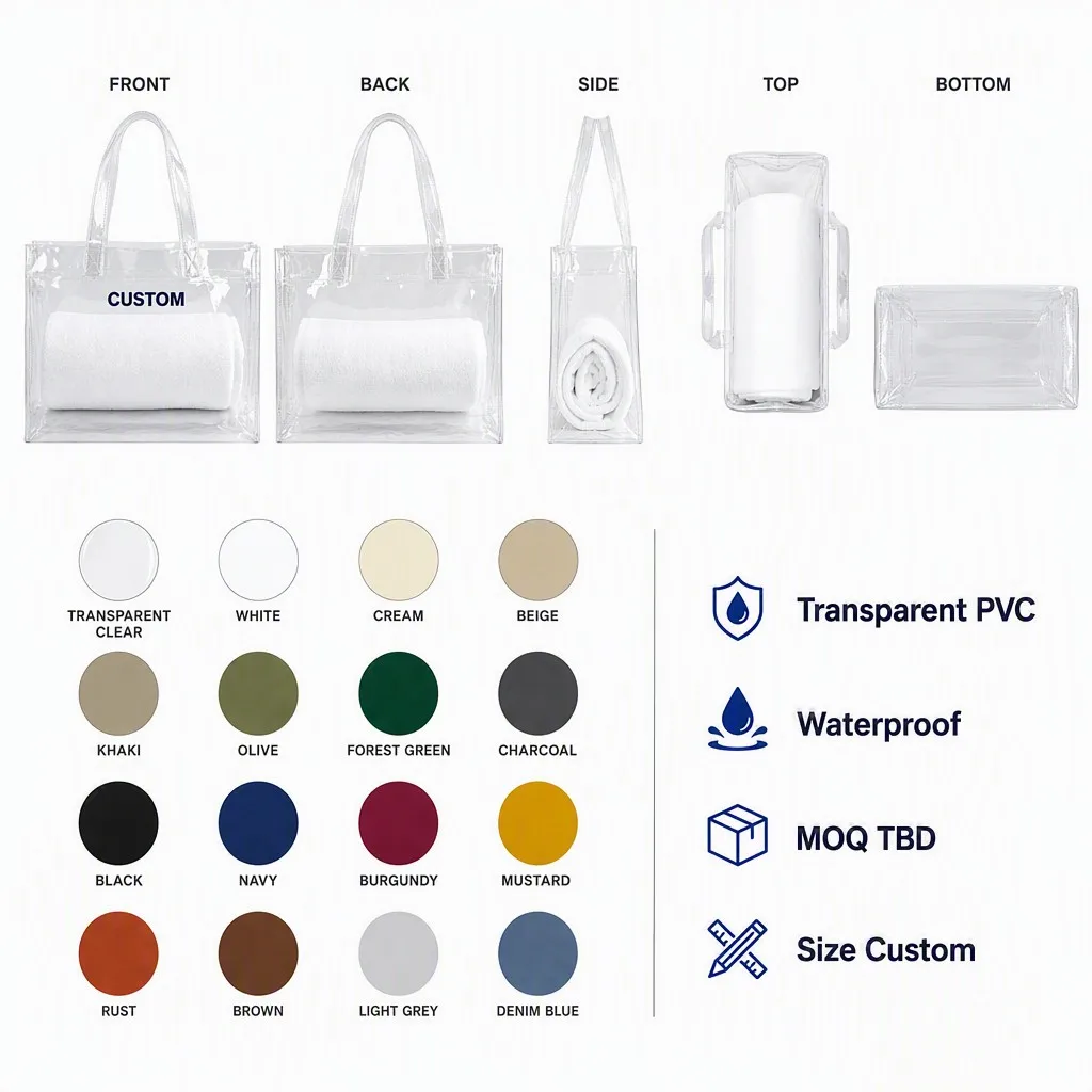 Eco Friendly Handbag clear Transparent Pvc Bags Gift and Promotional with Handle and Button
